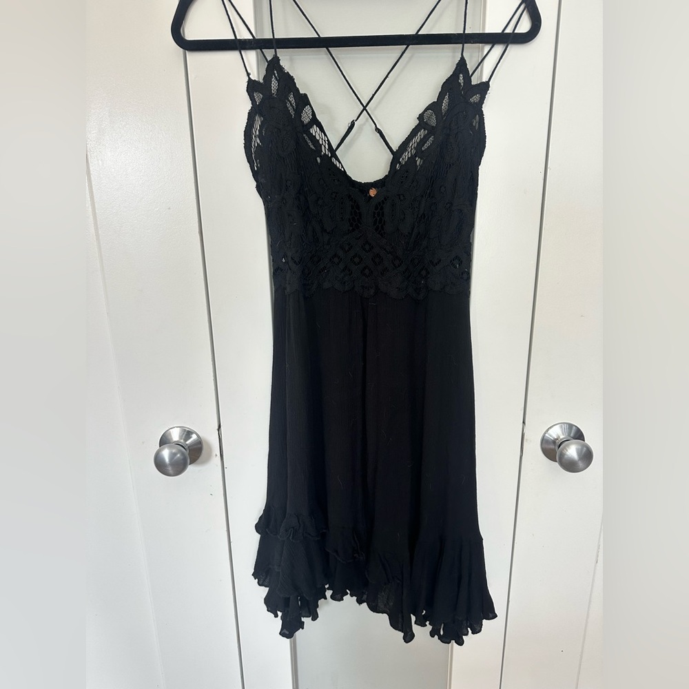 Free People Black Lace Slip Chemise